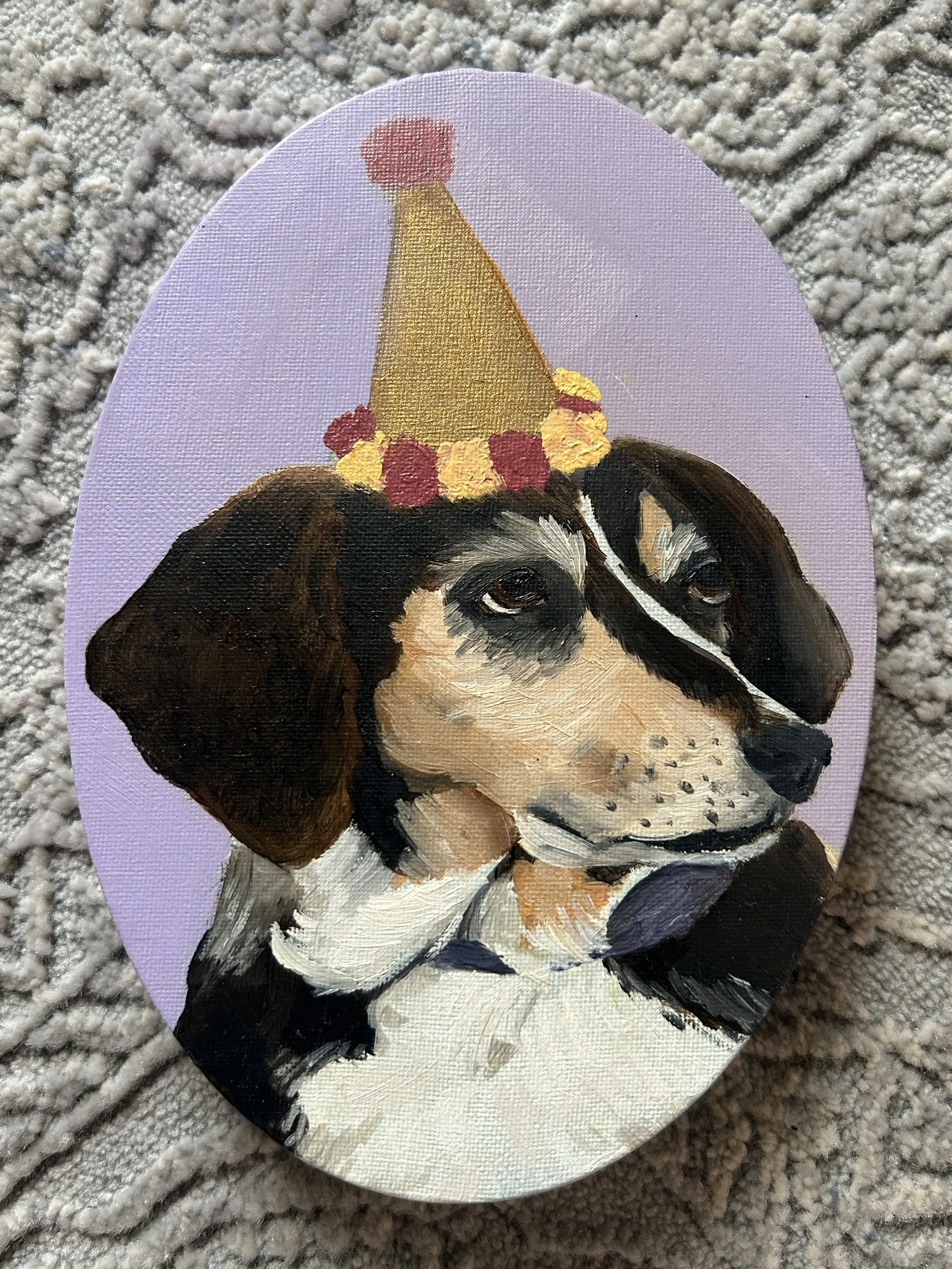 Party Dog #2, 2023. oil on canvas.