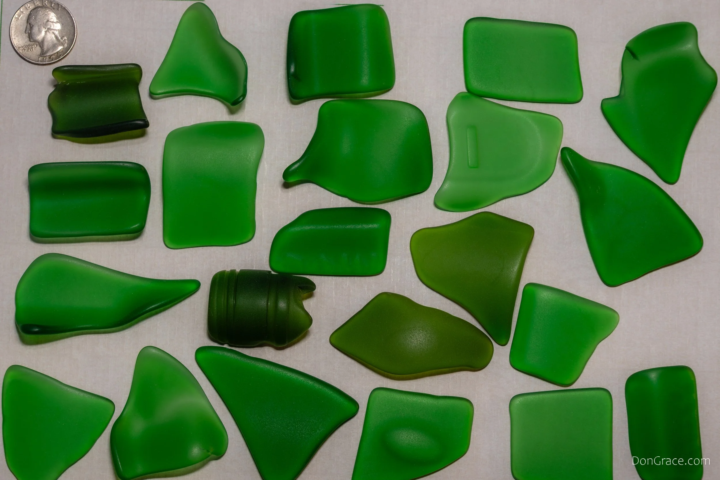 Bright Green Medium Sea Glass