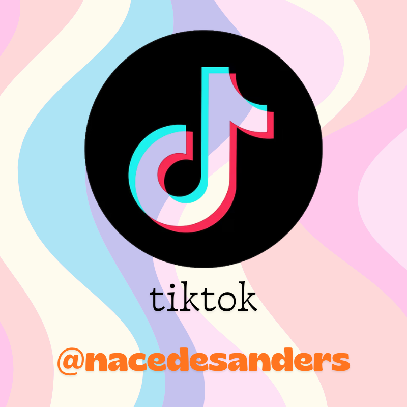 TikTok logo with soft pastel-colored wavy background and orange text displaying @naceders.
