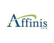 Affinis logo with stylized text and a green swoosh above