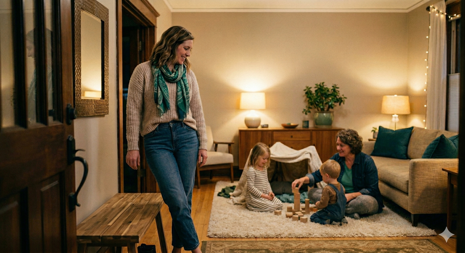 A calm family moment made possible by trusted household support from Aldea.