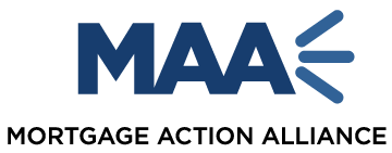 MAA logo with stylized blue and black text and an abstract wing design.