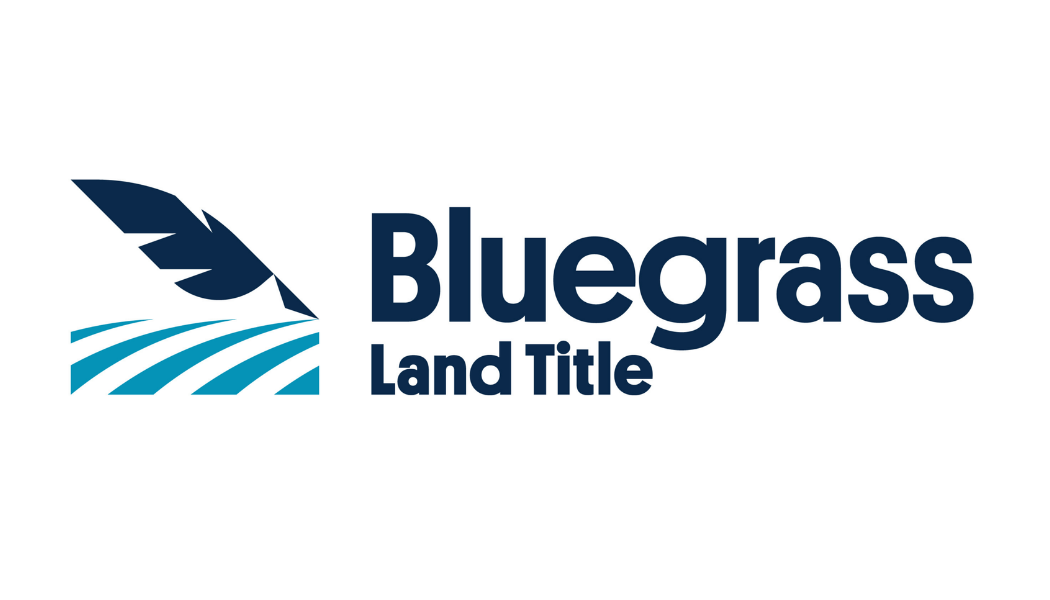 Logo for Bluegrass Land Title with a stylized feather and grass design