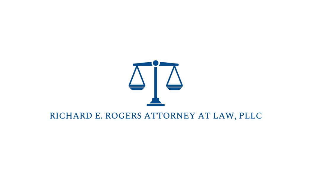 Logo featuring a blue balanced scale above the text "RICHARD E. ROGERS ATTORNEY AT LAW, PLLC".