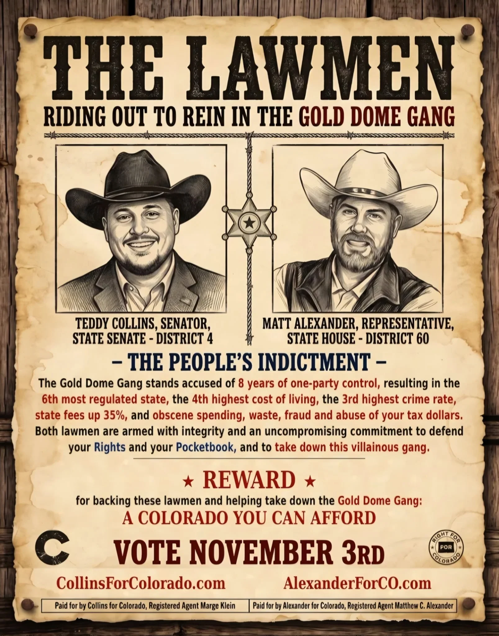 Teddy Collins for Colorado Senate District 4 lawmen