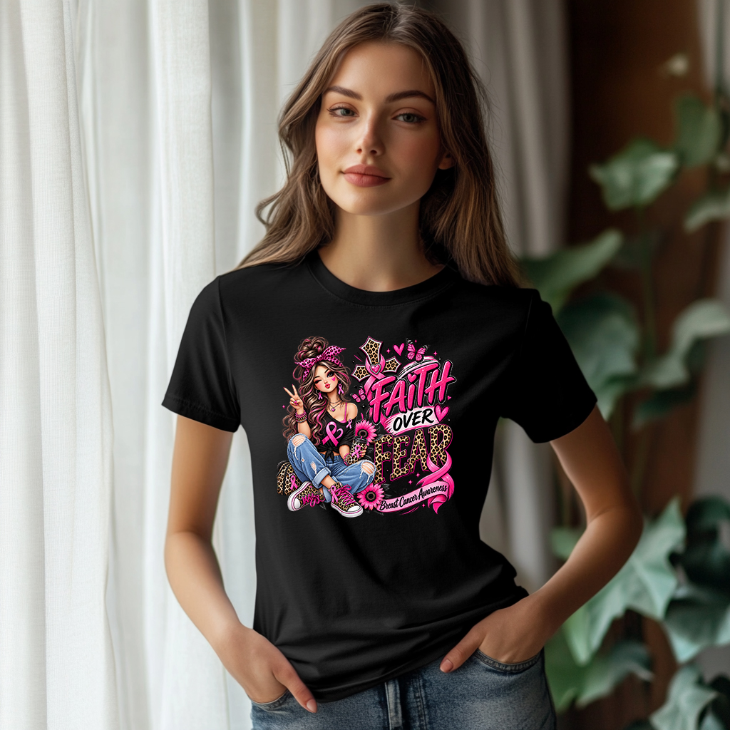 'Faith Over Fear' Breast Cancer Awareness T-Shirt