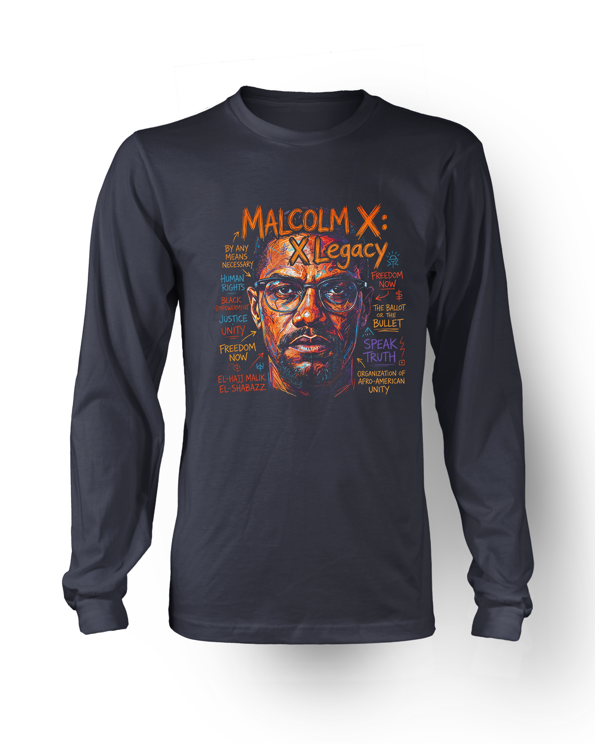 MALCOLM X T long sleeve navy.png