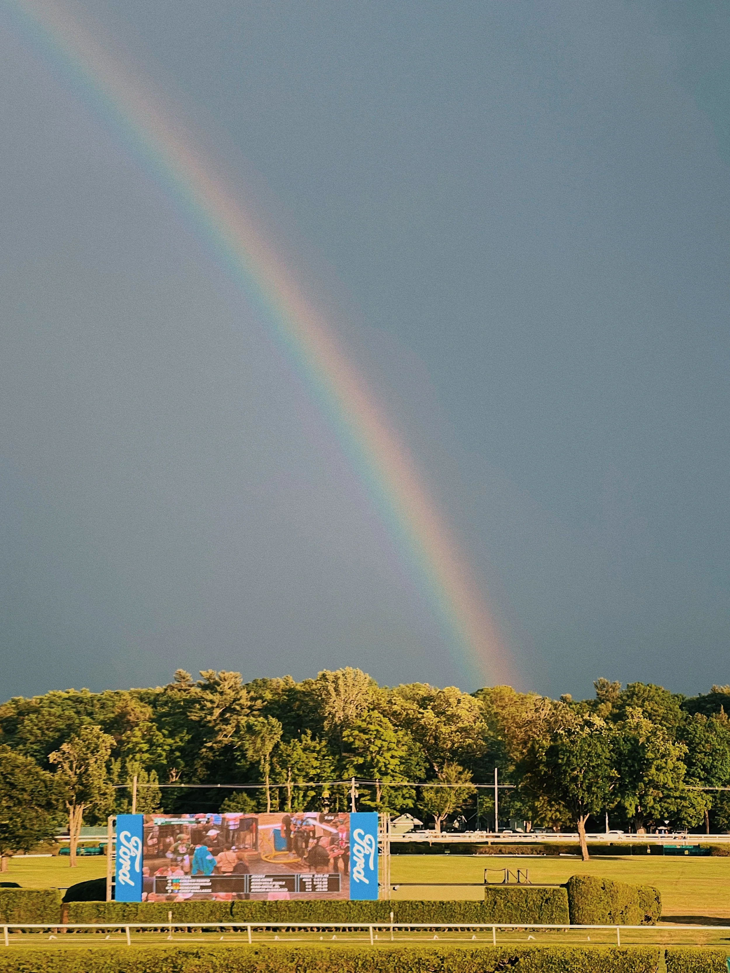 A rainbow appears at Saratoga Race Course