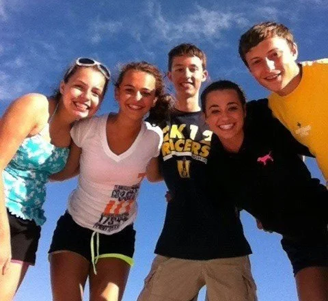 Kevin Severin with his beach pals in Fort Walton Beach, Florida.