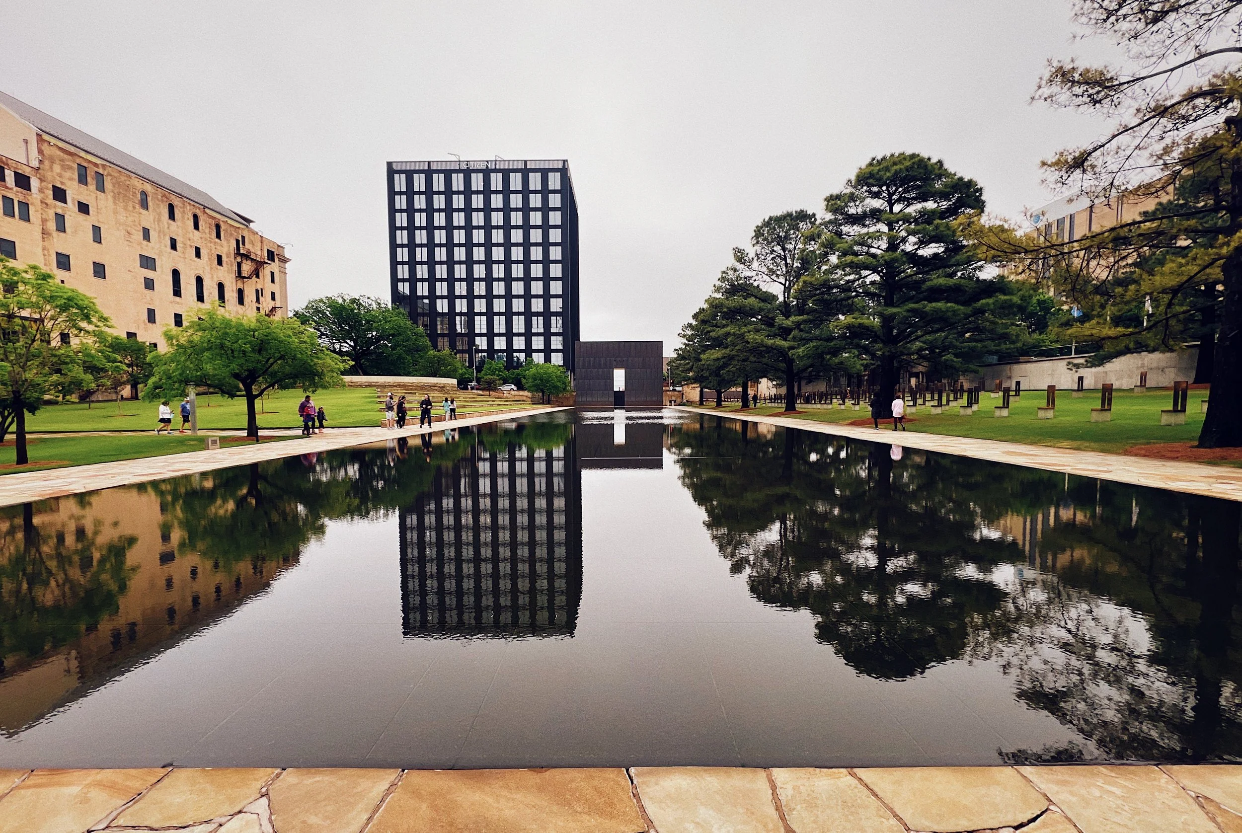 The Oklahoma City National Memorial reflecting pool.