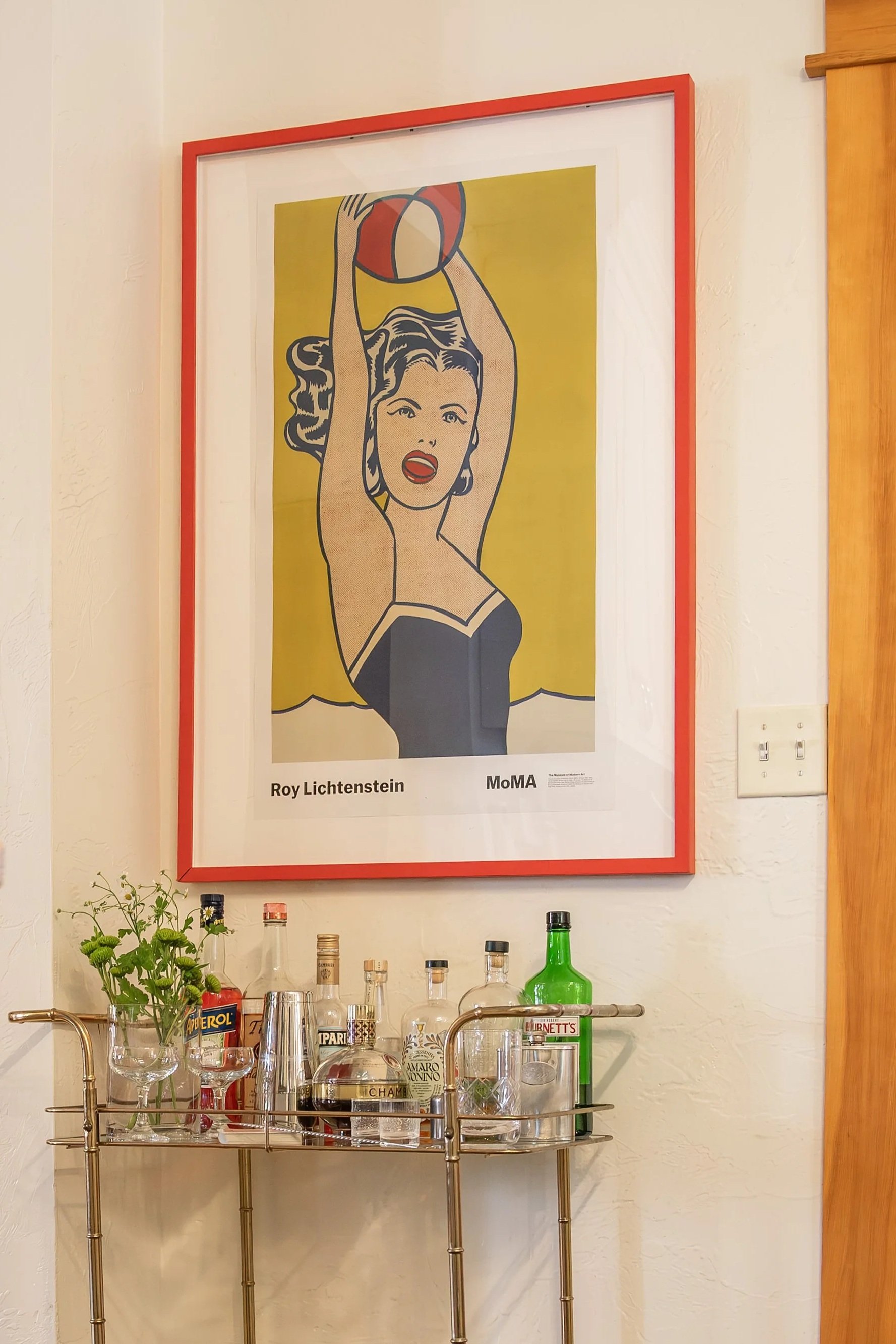 Styled bar cart. Bozeman interior design, interior renovation, and interior styling. 