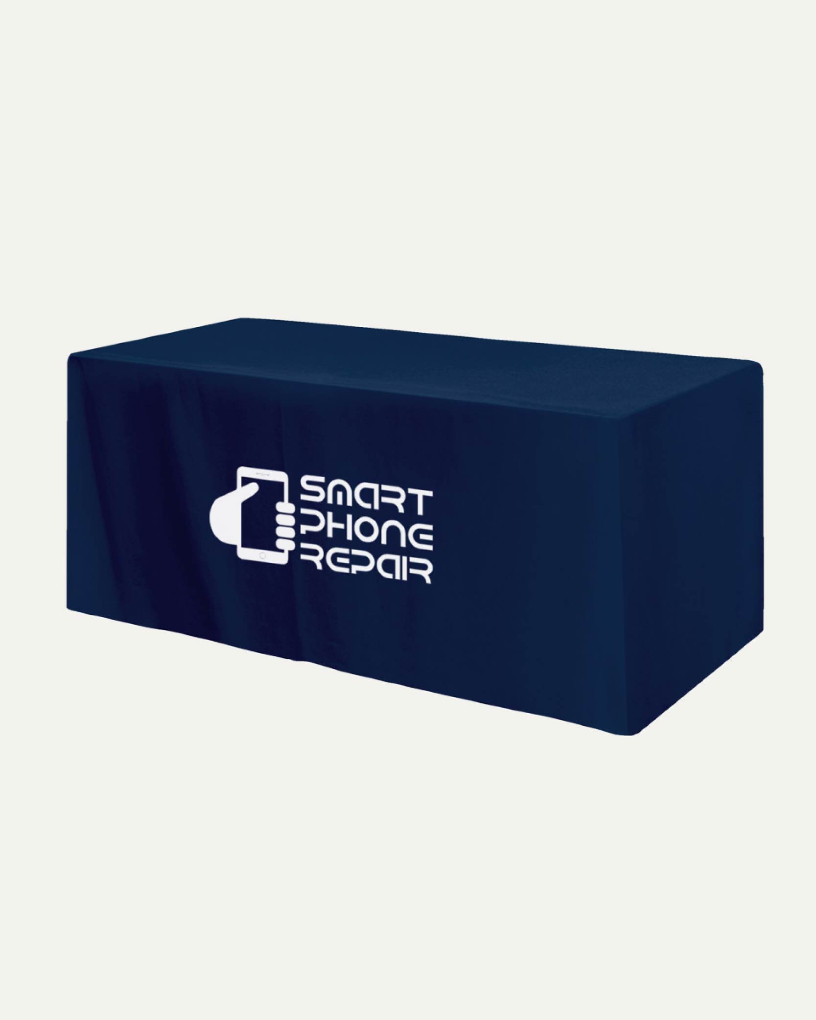 A black table with a logo that says 'Smart Phone Repair' and a graphic of a hand holding a smartphone.