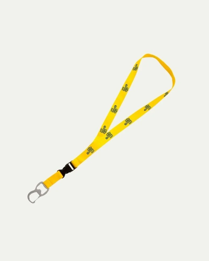 Yellow lanyard with a metal clip at the end