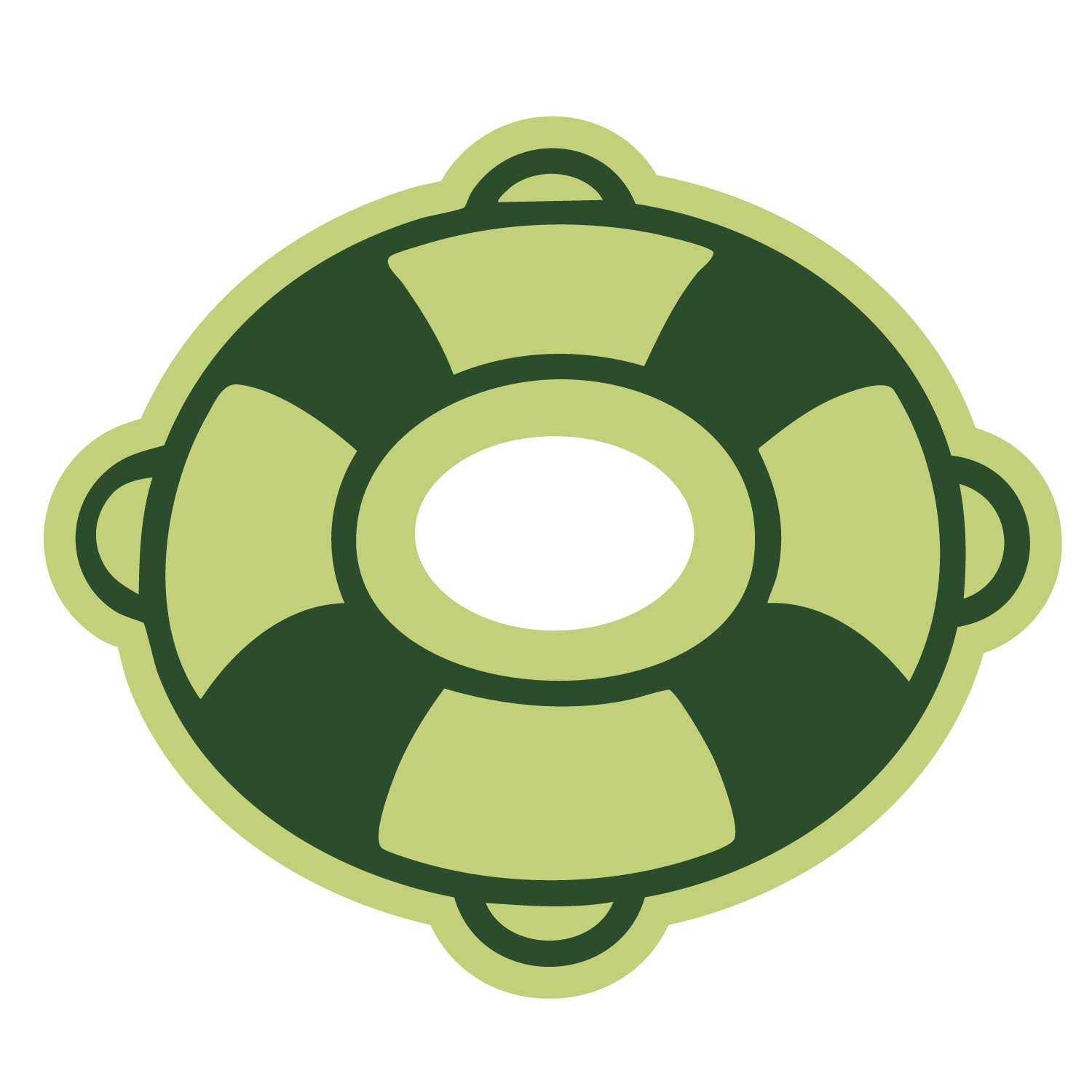 An illustration of a football helmet with a green and dark green color scheme.