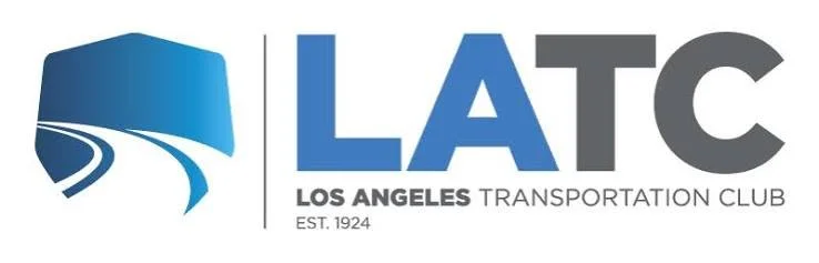 Logo of the Los Angeles Transportation Club, featuring a stylized road and shield design with the text LATC and Los Angeles Transportation Club EST. 1924.