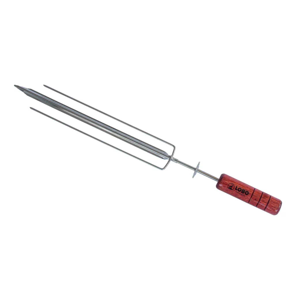 Espeto Tridente Giratório Cabo De Madeira 30cm LOBO