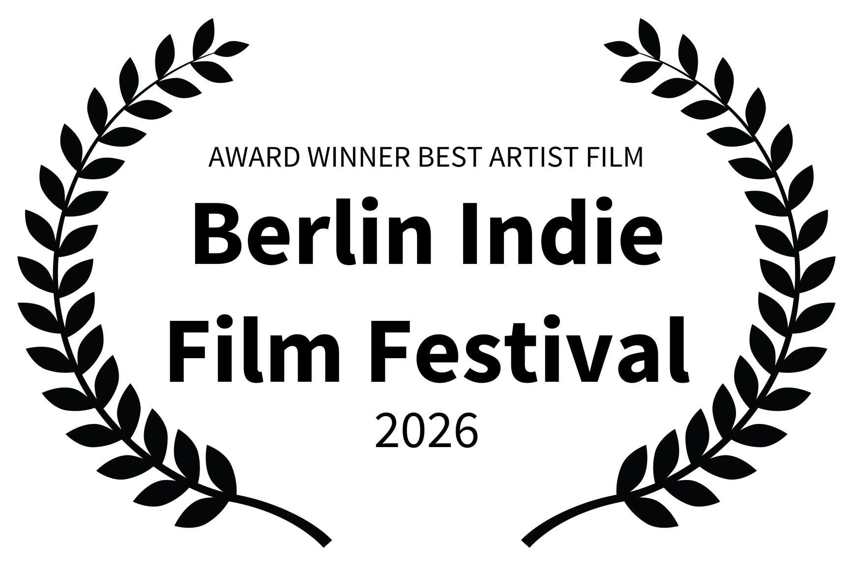 Black award emblem with a laurel wreath border and a central area for text.