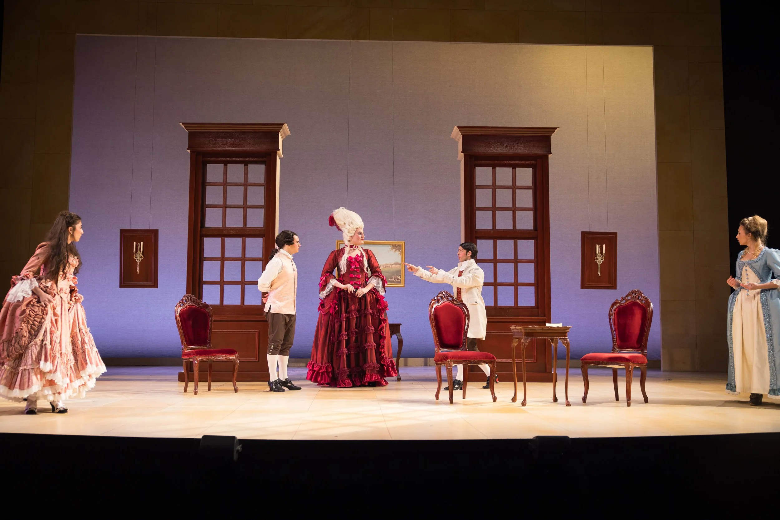 Lydia Languish, David, Mrs. Malaprop, Fag, Julia Melville