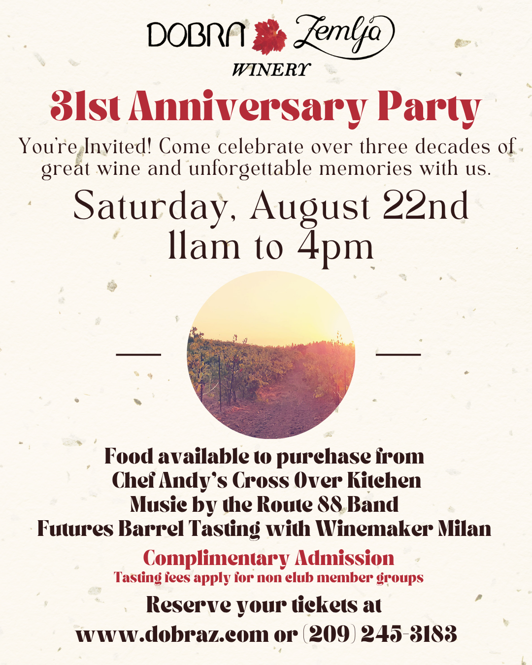 31st Anniversary Party at Dobra Zemlja Winery