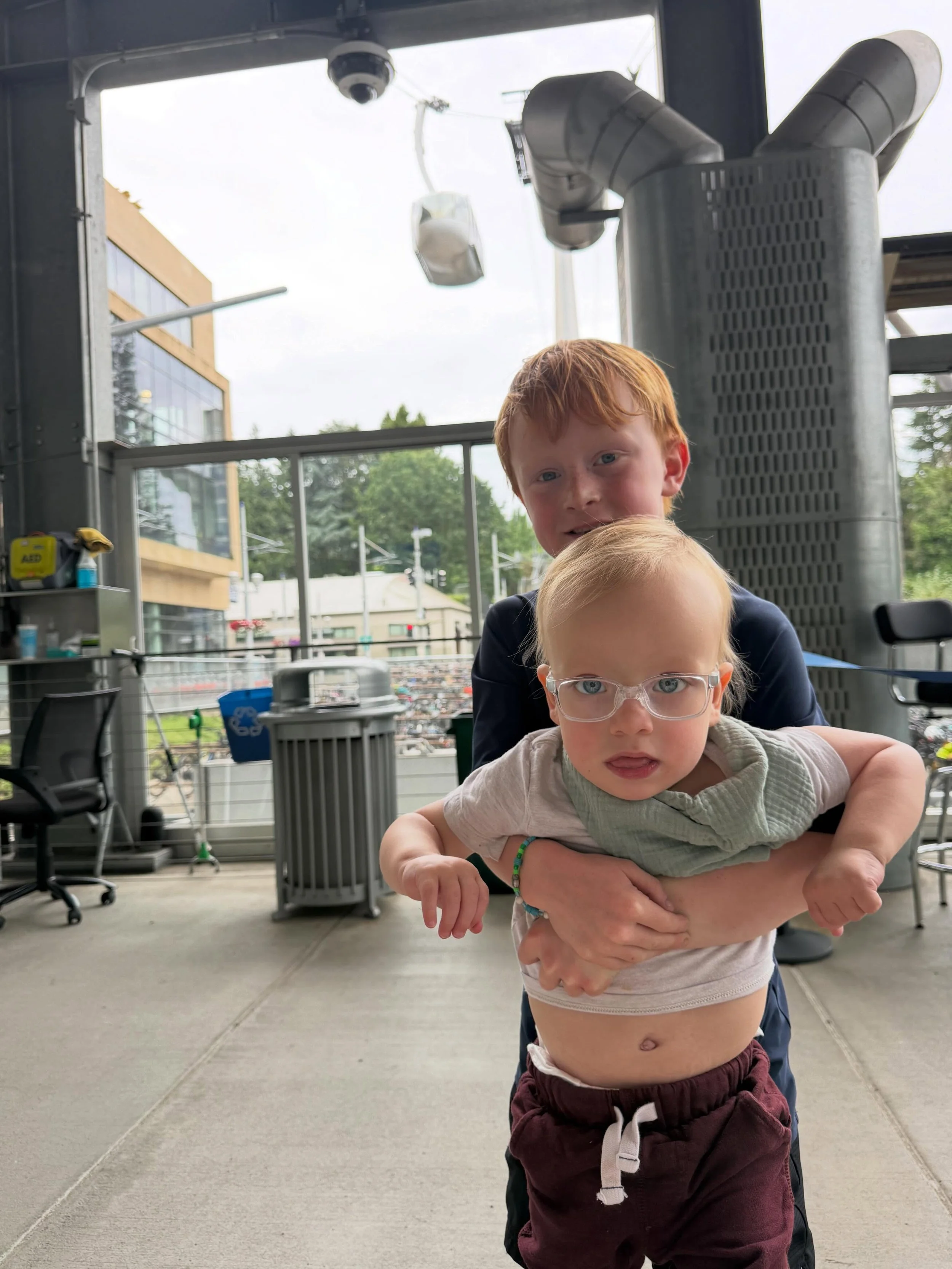 Hayden&rsquo;s love for adventure took us on the Portland Aerial Tram for our recent visit to Shiners ✨ Big brother got to pick out that pattern for his braces and soon our little guy will be recieving support to aid him in his new Kid Walk skills. S