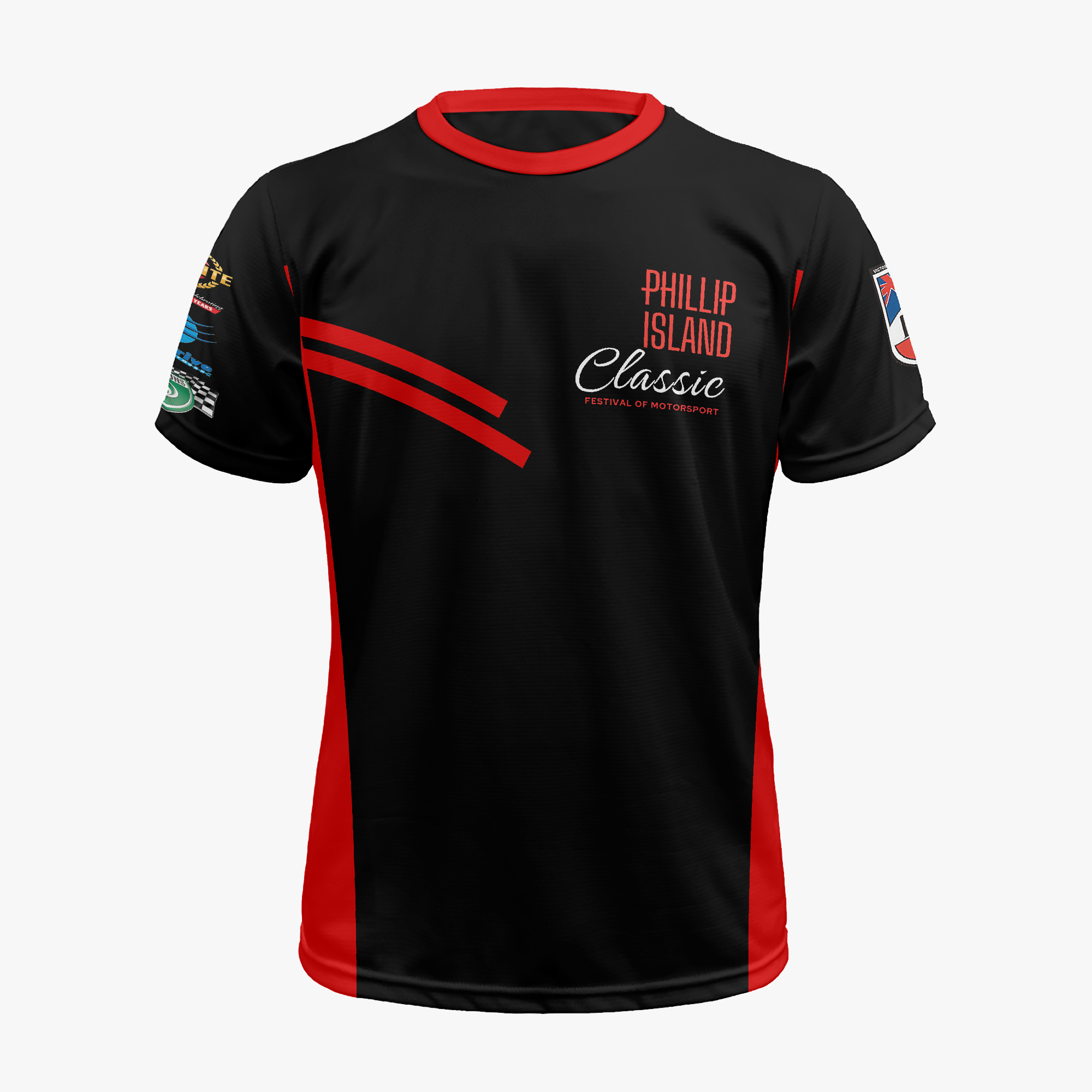 VHRR 2026 PHILLIP ISLAND CLASSIC ACTIVEWEAR TEE - Black/Red stripe