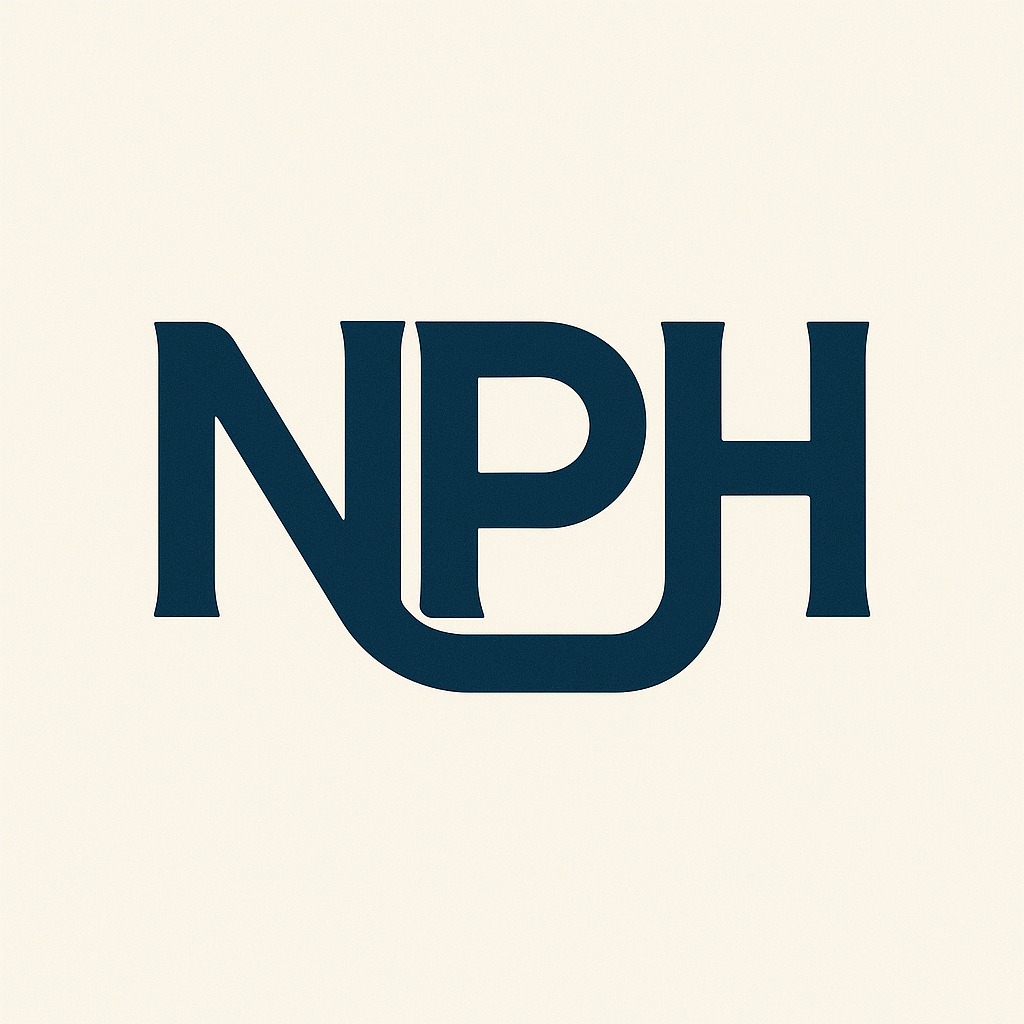 A logo with the letters 'NPH' in dark blue on a light background.