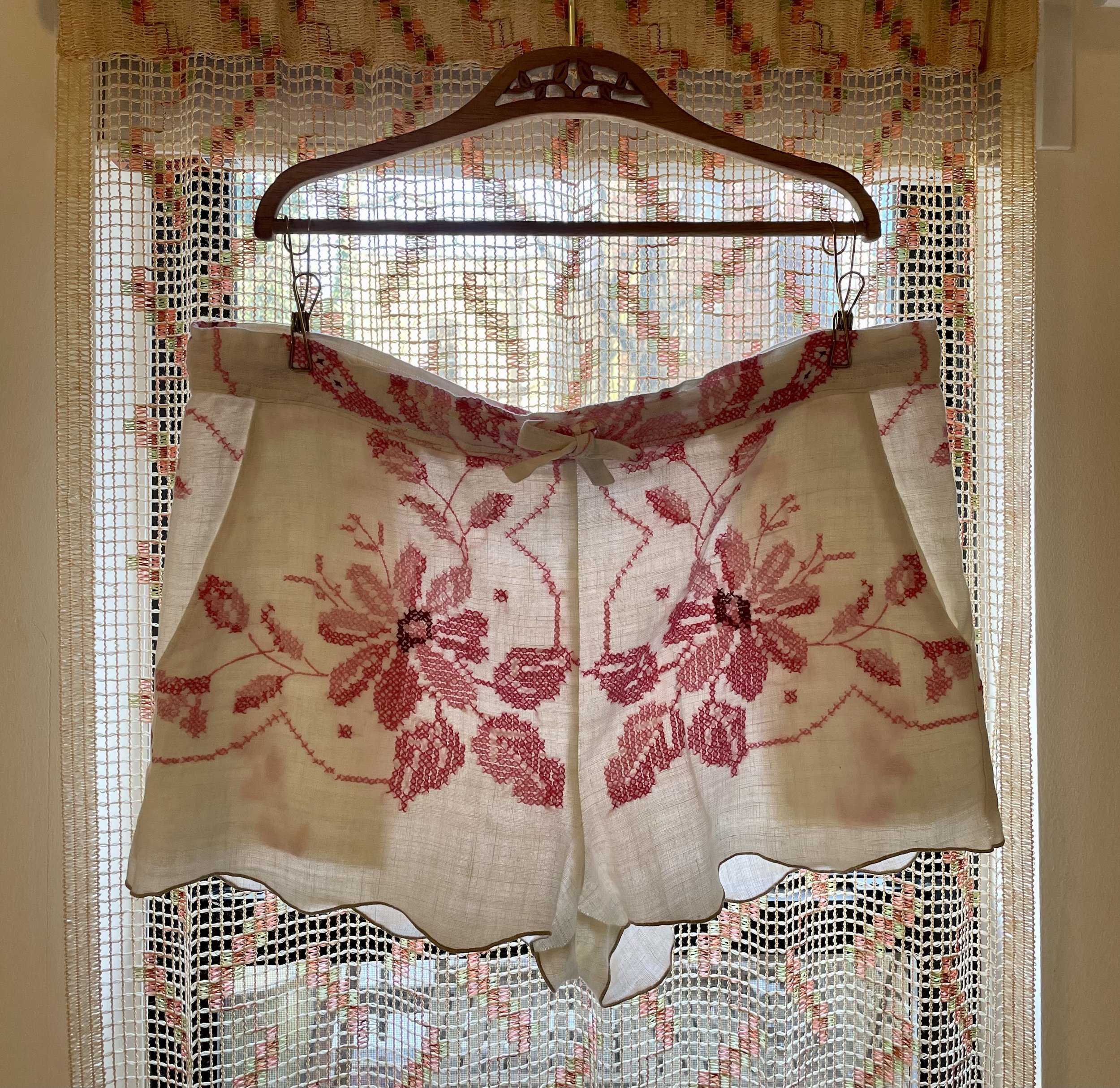 Vintage tablecloth shorts