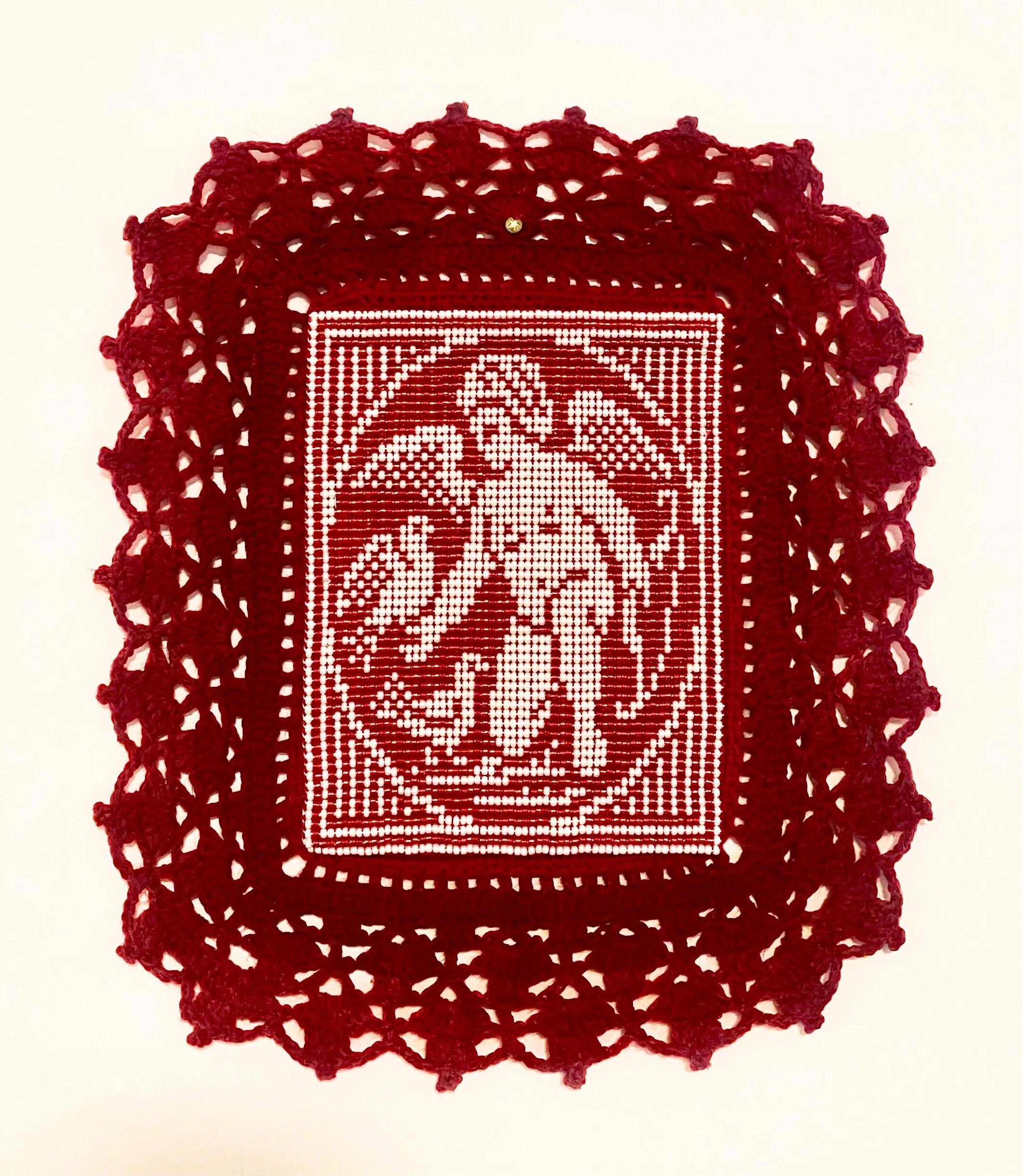 Cherub (2025). Miyuki beads and cotton yarn.