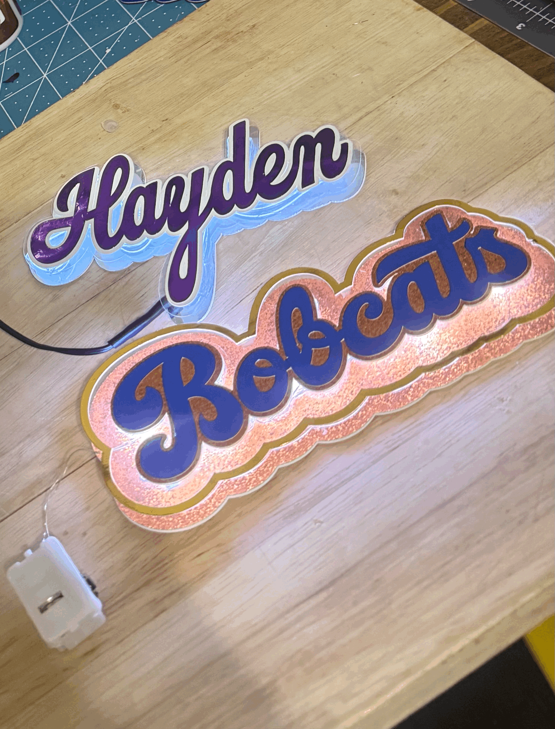 SMALL Kuztom (LIGHT UP)  Name Platez (without a mum/garter order). To see a video of the name plate in action, head to Tik Tok, Facebook or Instagram!