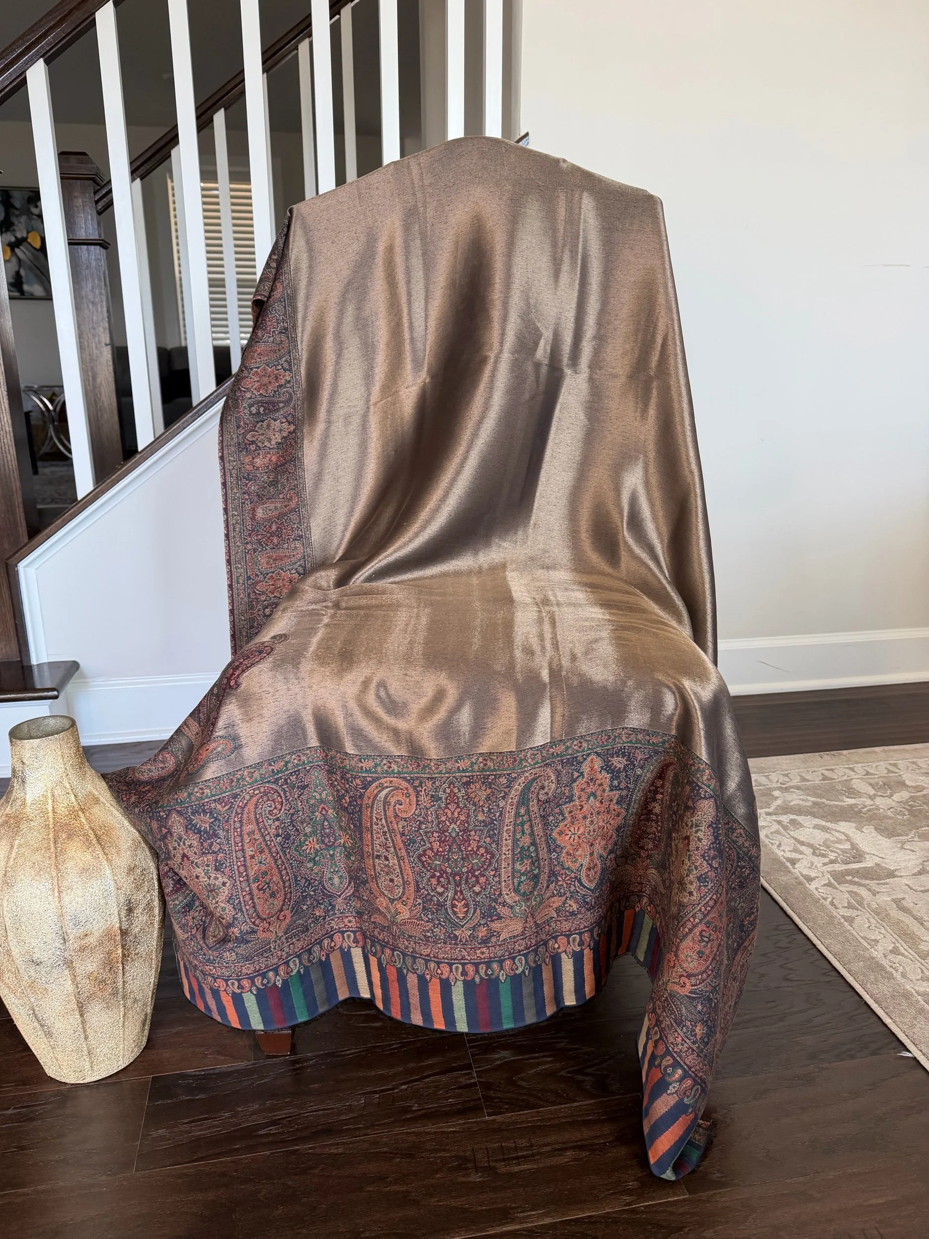 Zari Gold Brown Shawl