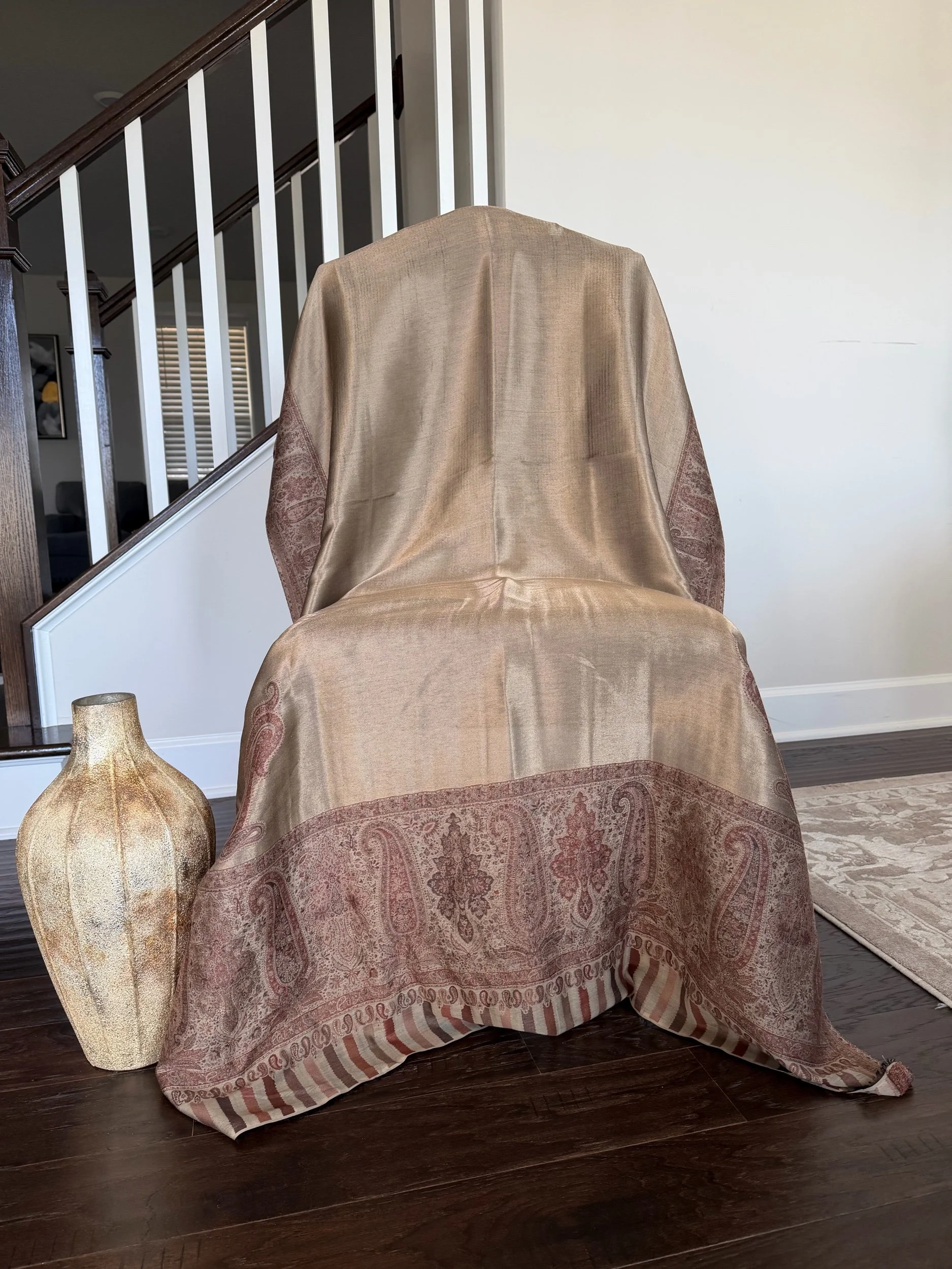 Zari Gold Brown Shawl