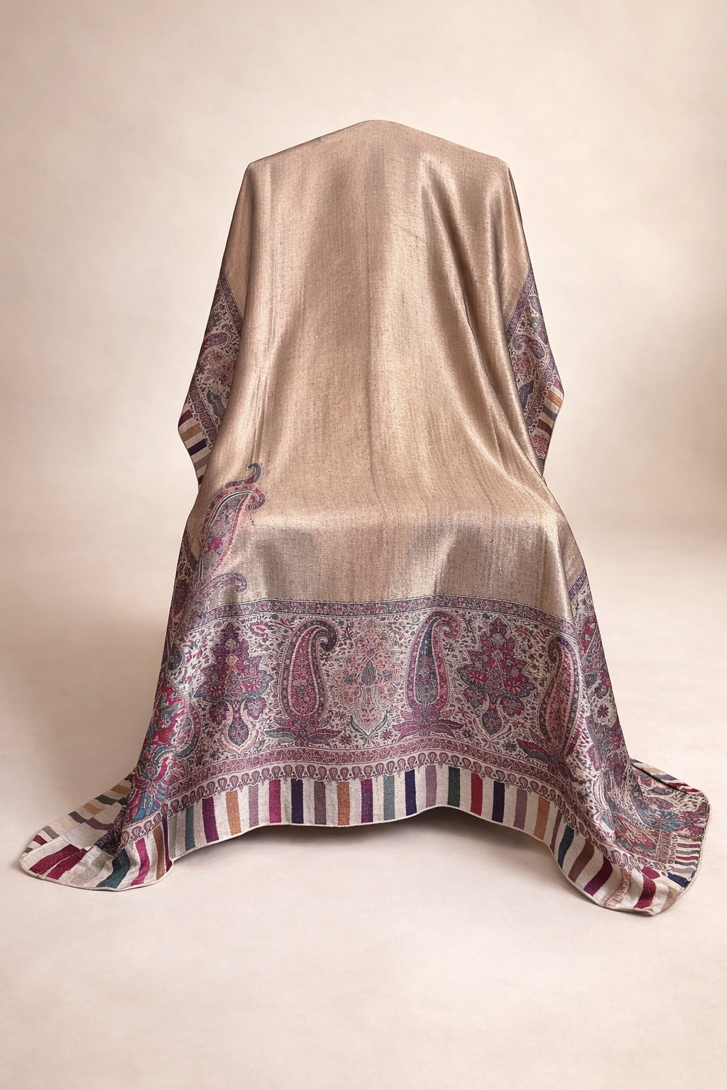 Zari Gold Beige Shawl