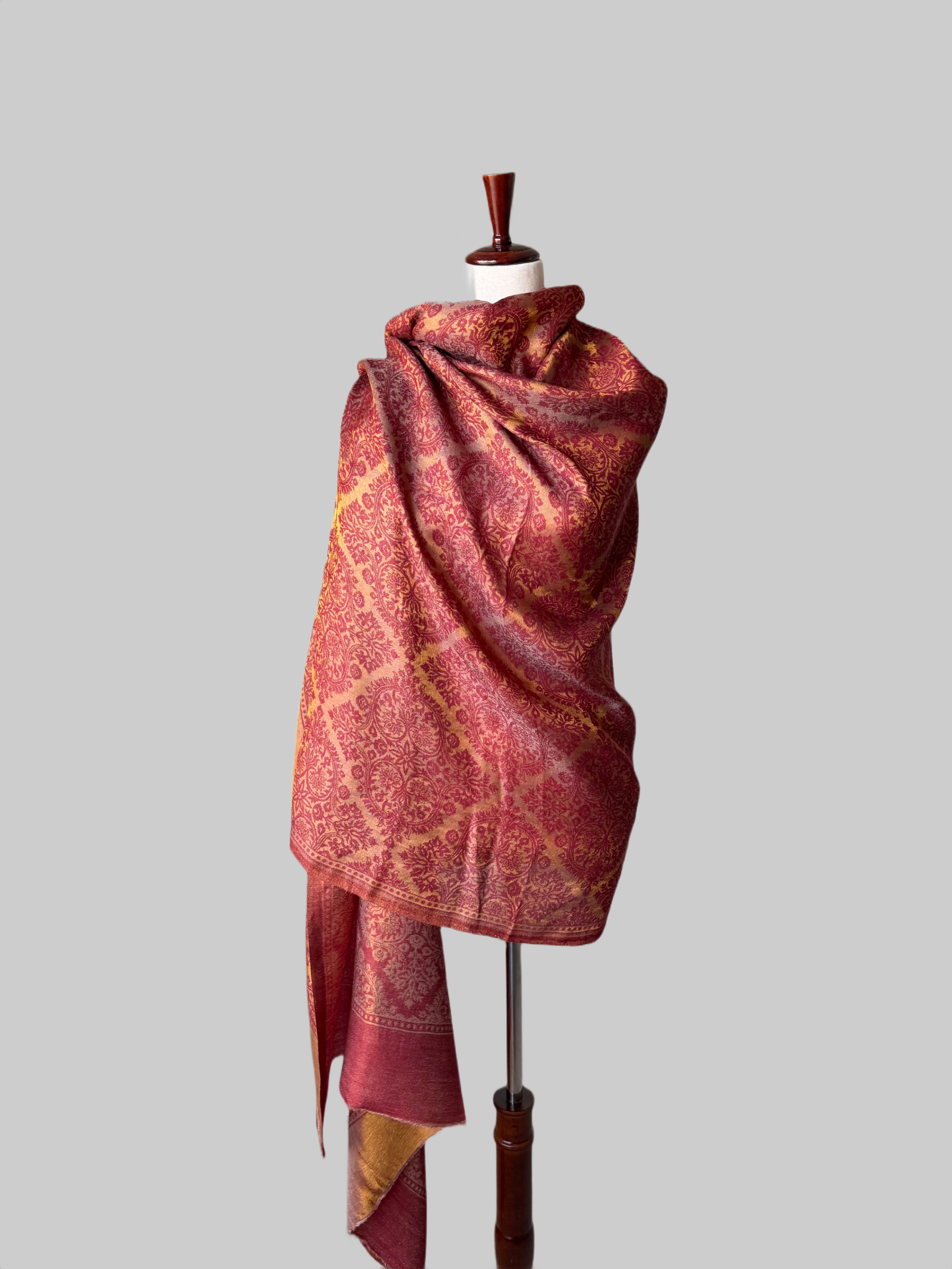 Red and Gold Jacquard Shawl
