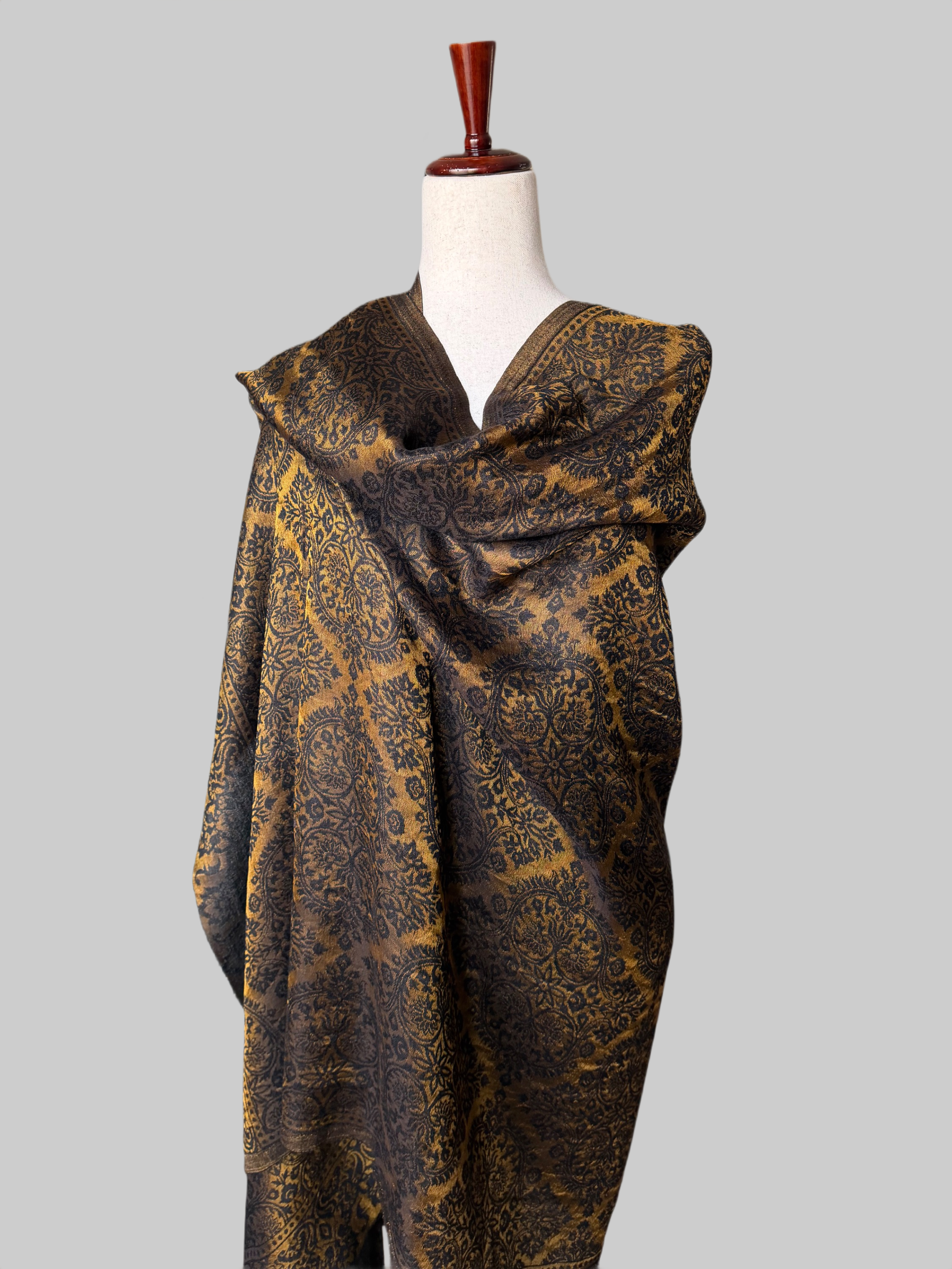 Black and Gold Jacquard Shawl