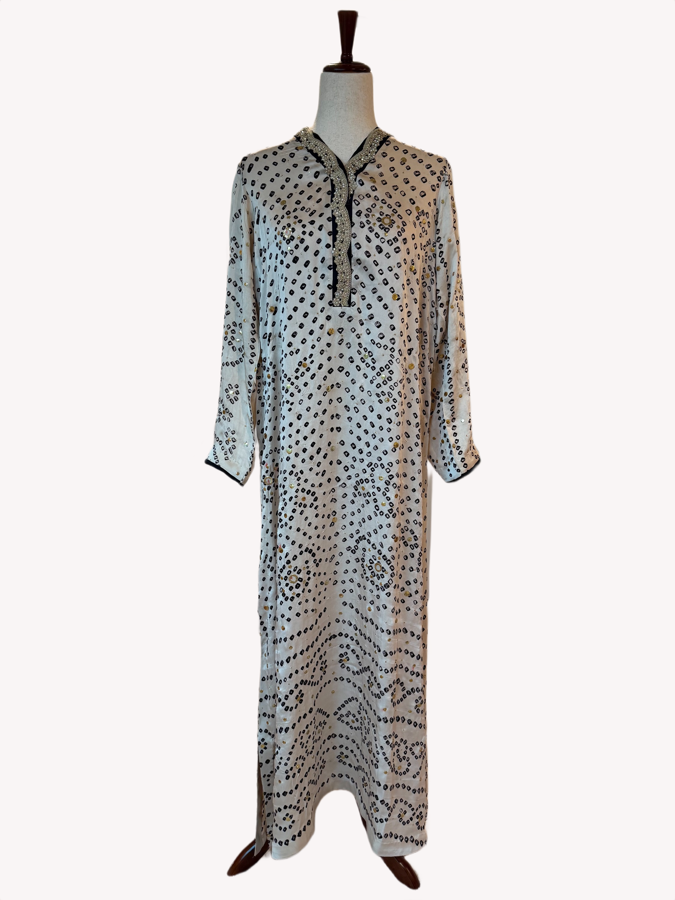 Ivory Noir Silk Kaftan