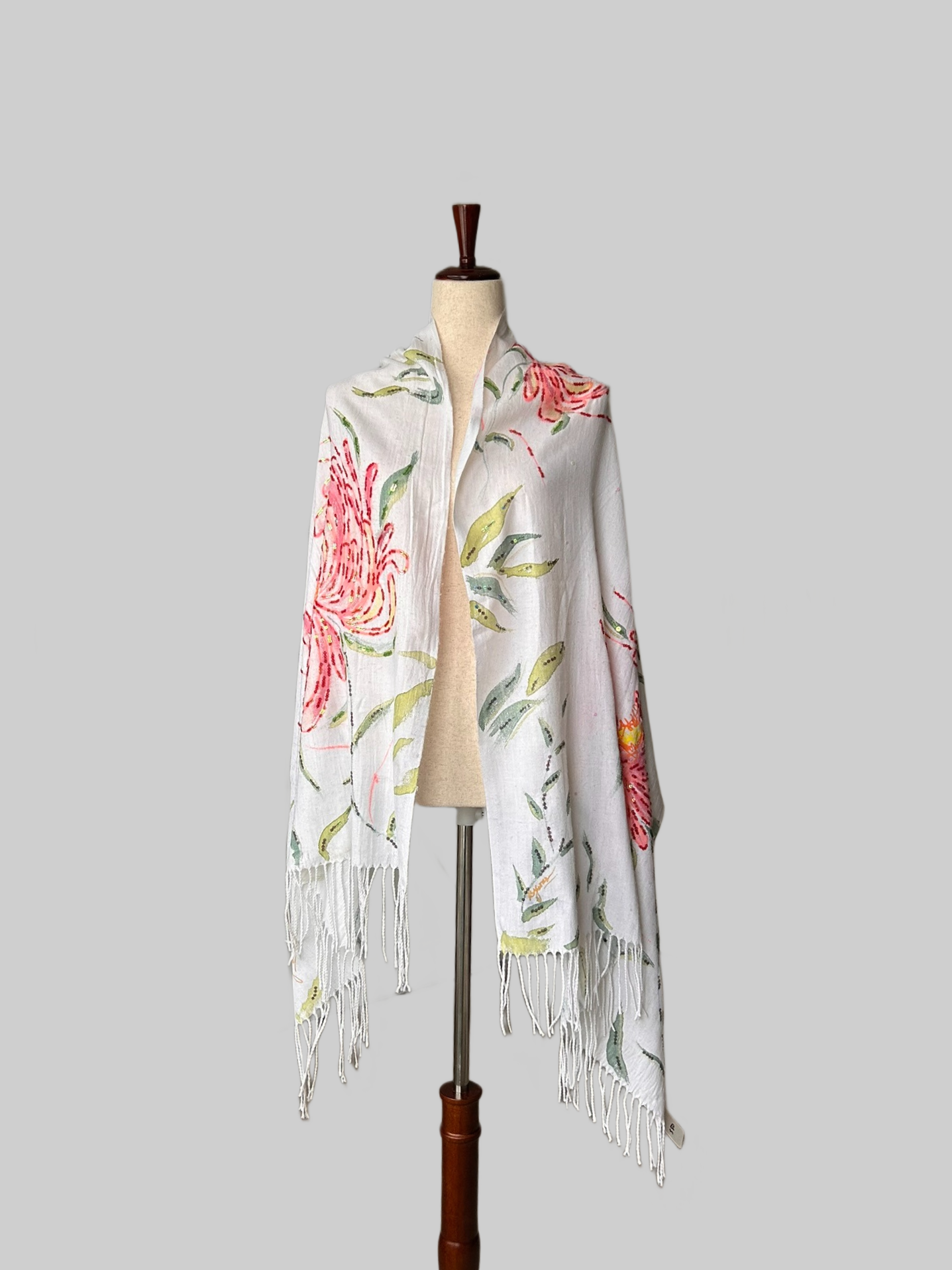 Coral Blossom- pashmina scarf