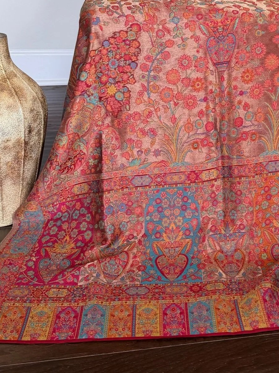 Kaani Rosegold Multi Jaal Shawl