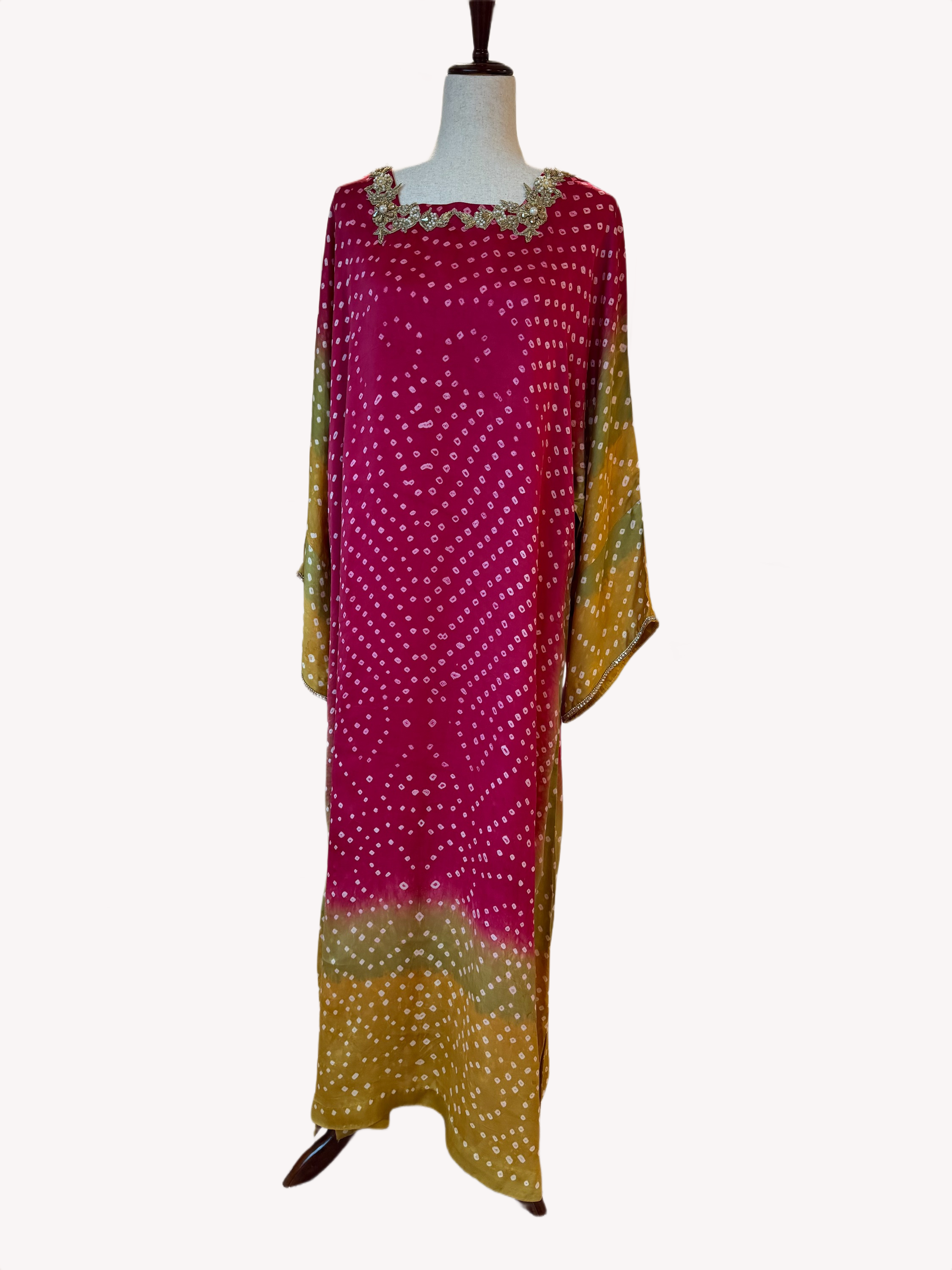 Fuchsia Ombre Silk Kaftan