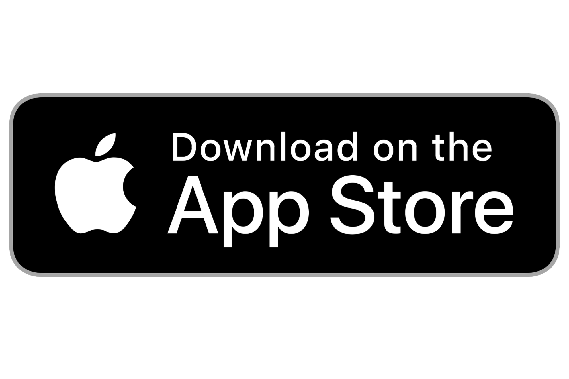 Black and white 'Download on the App Store' badge with Apple logo.