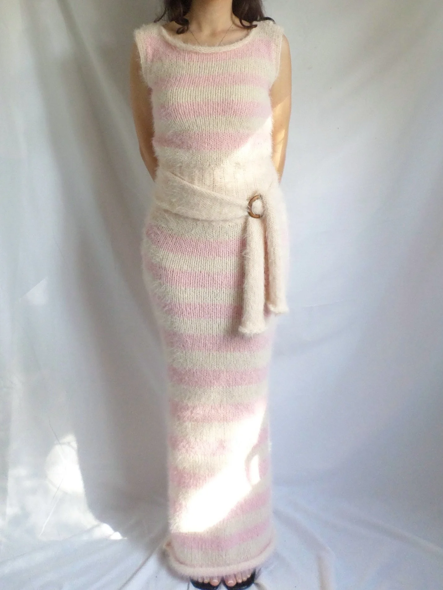 now available on the website: striped fuzzy maxi dress &amp; striped fuzzy v-neck set ꒰ᐢ. .ᐢ꒱₊⁺⊹⋆₊˚⊹

#knitwear #fiberart #crochet #handmade #knitting