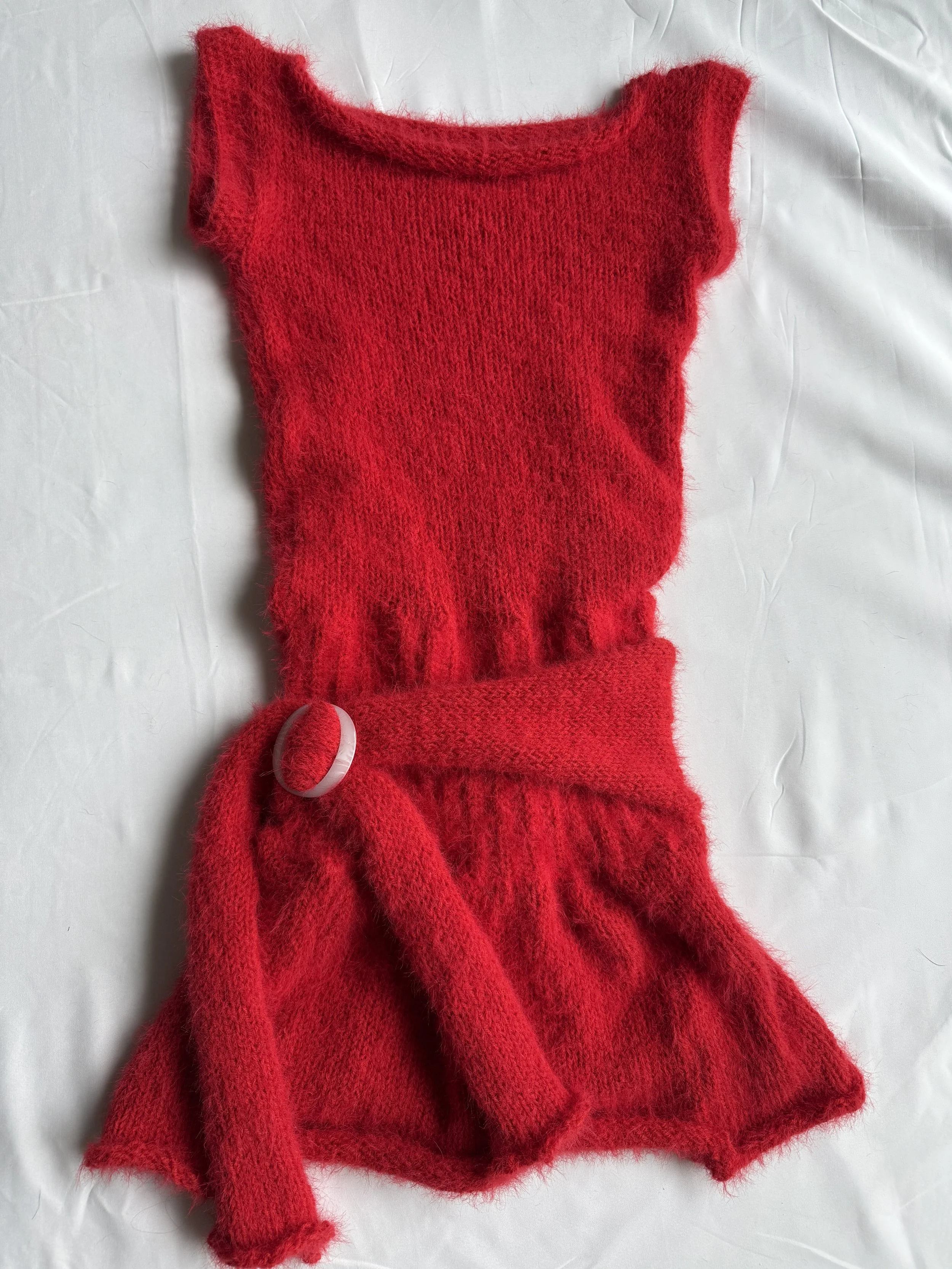 fuzzy wrap mini dress with belt