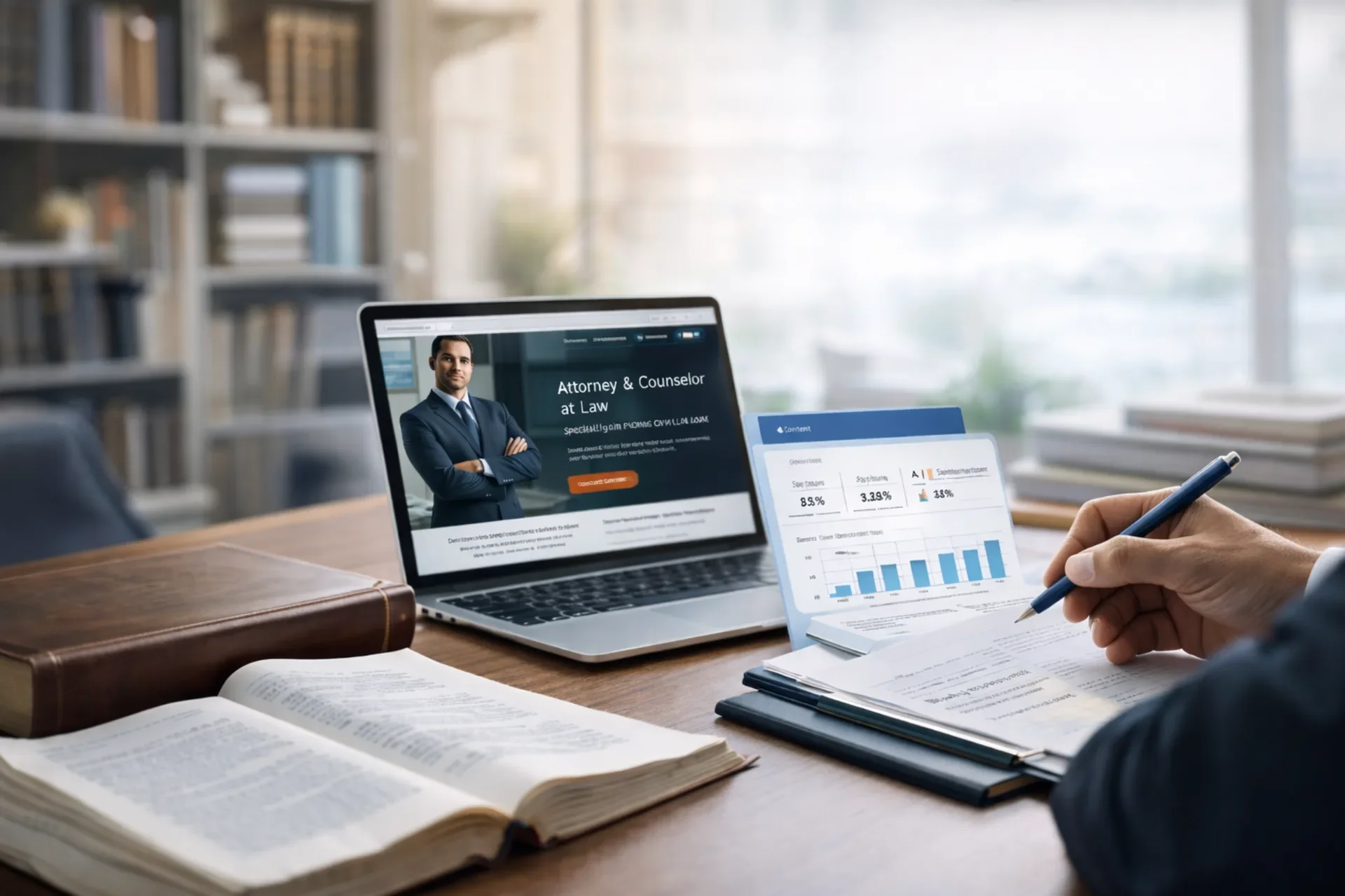 Law firm website content strategy workspace