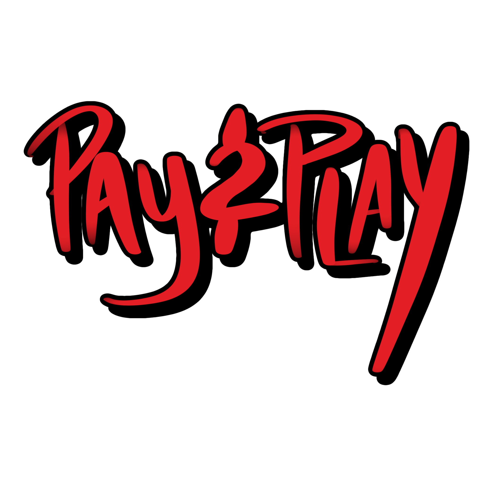 Black background with red handwritten text that says 'Pay 2 Play'