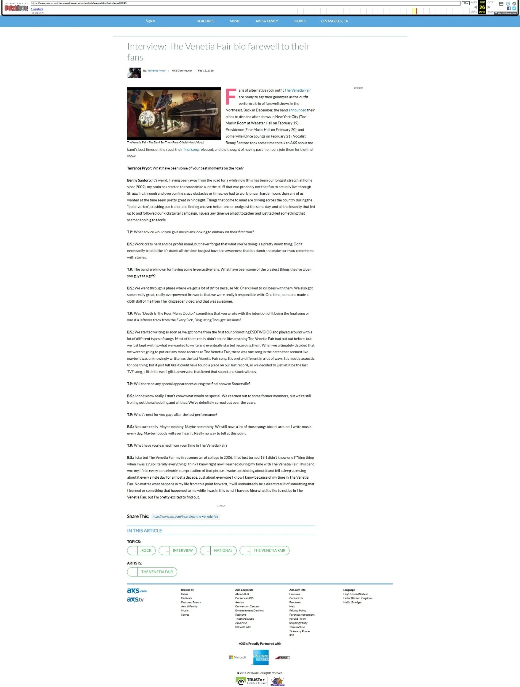 Interview with The Venetia Fair