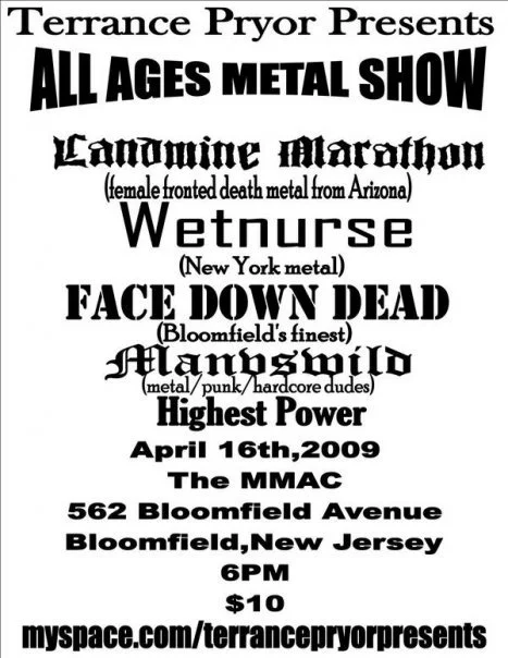Landmine Marathon, Wetnurse, Face Down Dead, Manvswild, and Highest Power @ The MMAC