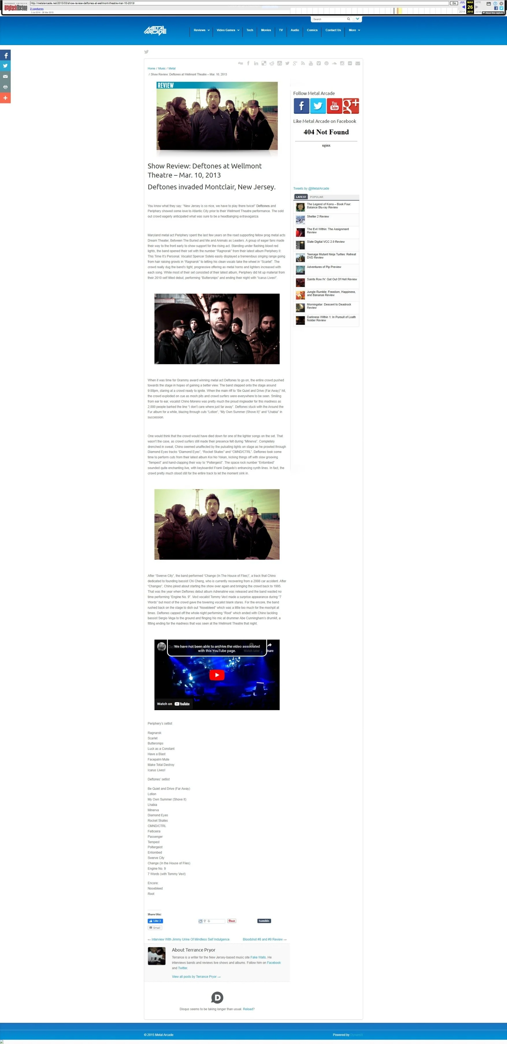 Deftones, Periphery @ Wellmont Theatre (2013)