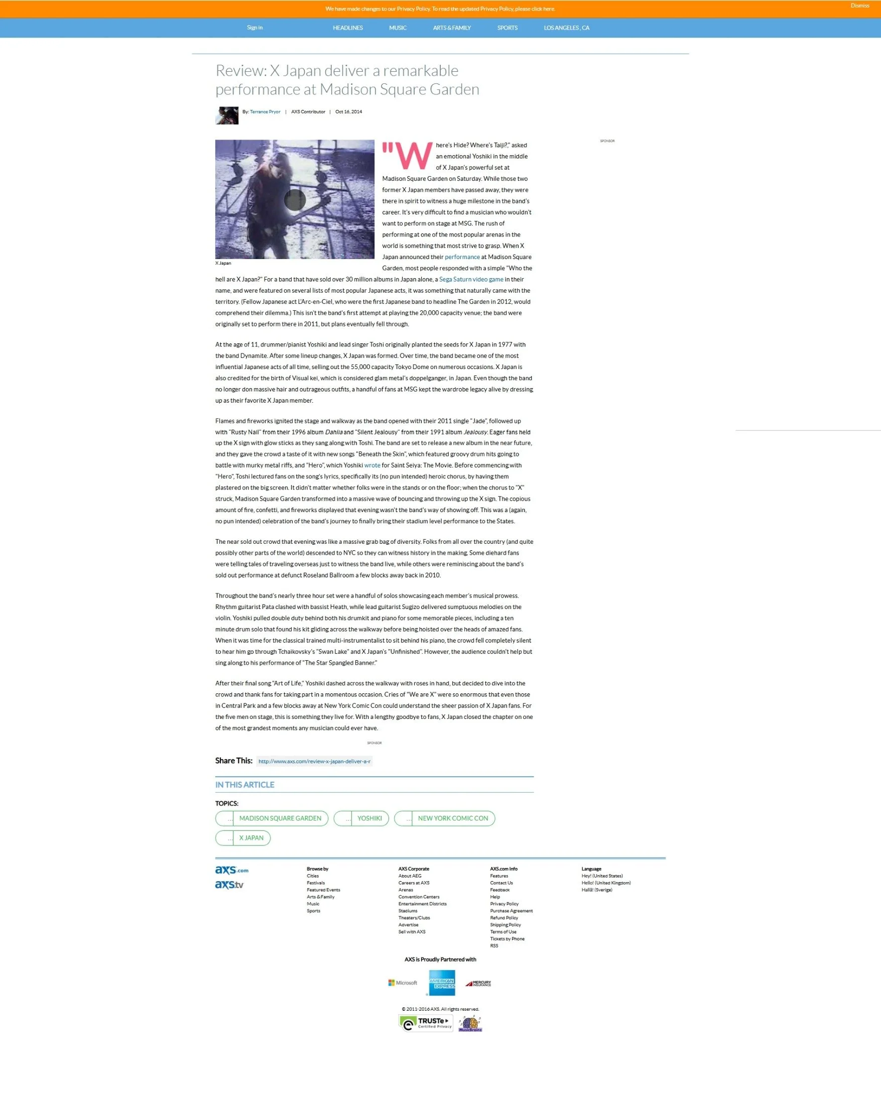 X-Japan @ Madison Square Garden (2014)