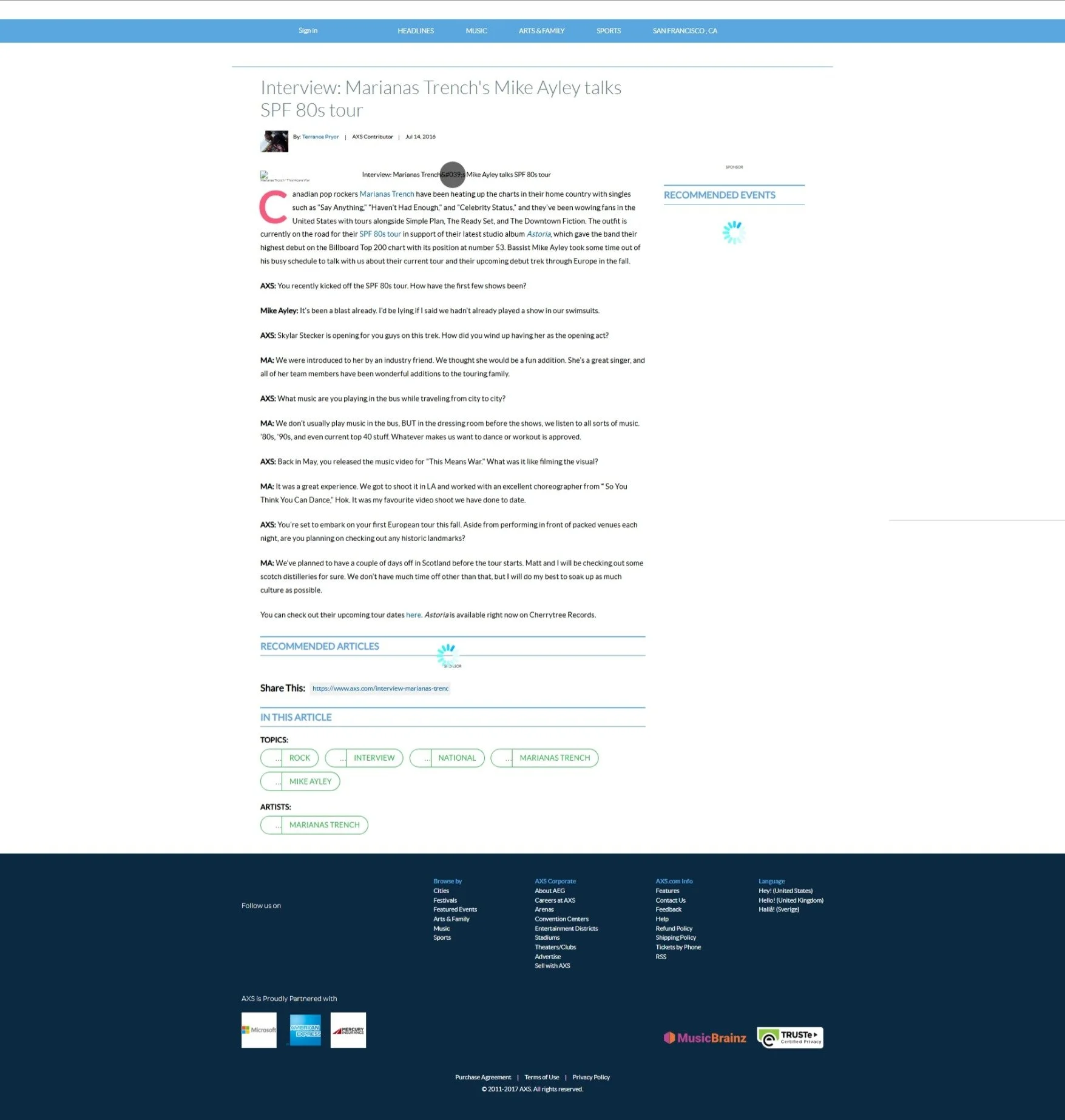 Interview with Marianas Trench