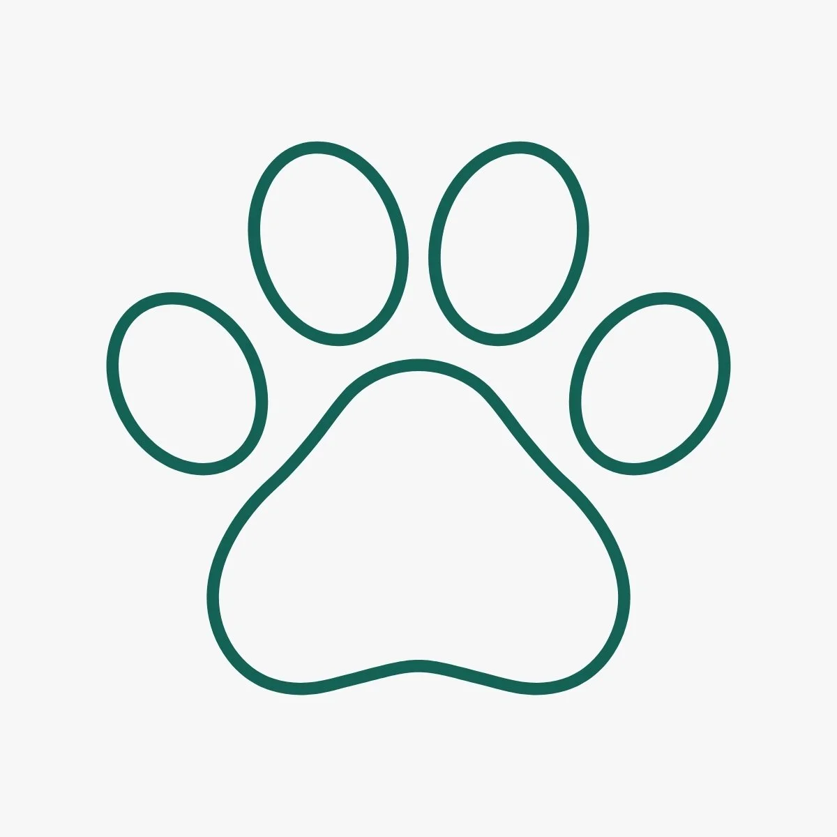Outline drawing of a paw print.