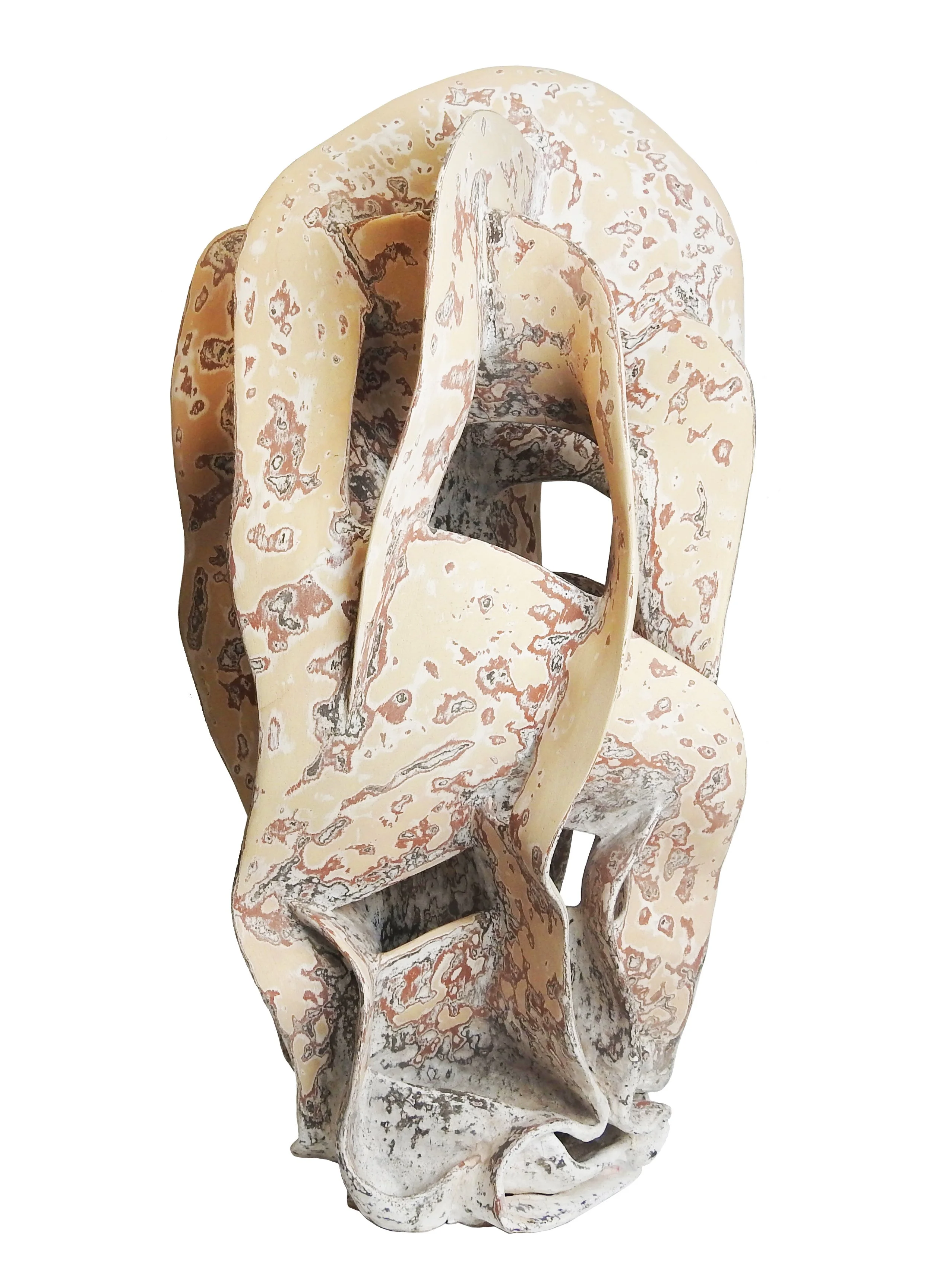 DU QINFEN 杜沁芬
,
微观融合 
Micro: Confluence
,
2025
,
Foshan stoneware, red zisha clay, black zisha clay
,
47 × 46 × 93 cm